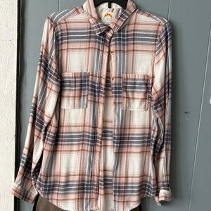 C.C Men's Casual Plaid Shirt - Pink and Gray